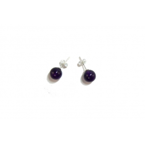 Purple Amethyst and Silver Stud Earrings